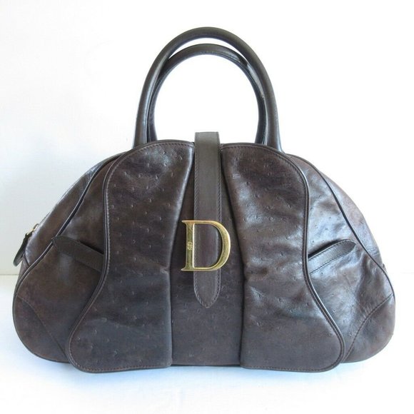 Christian Dior Double Saddle Bag Satchel Leather